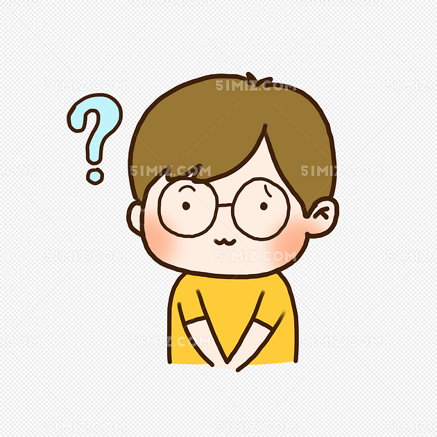 手绘可爱眼镜男孩疑问表情元素下