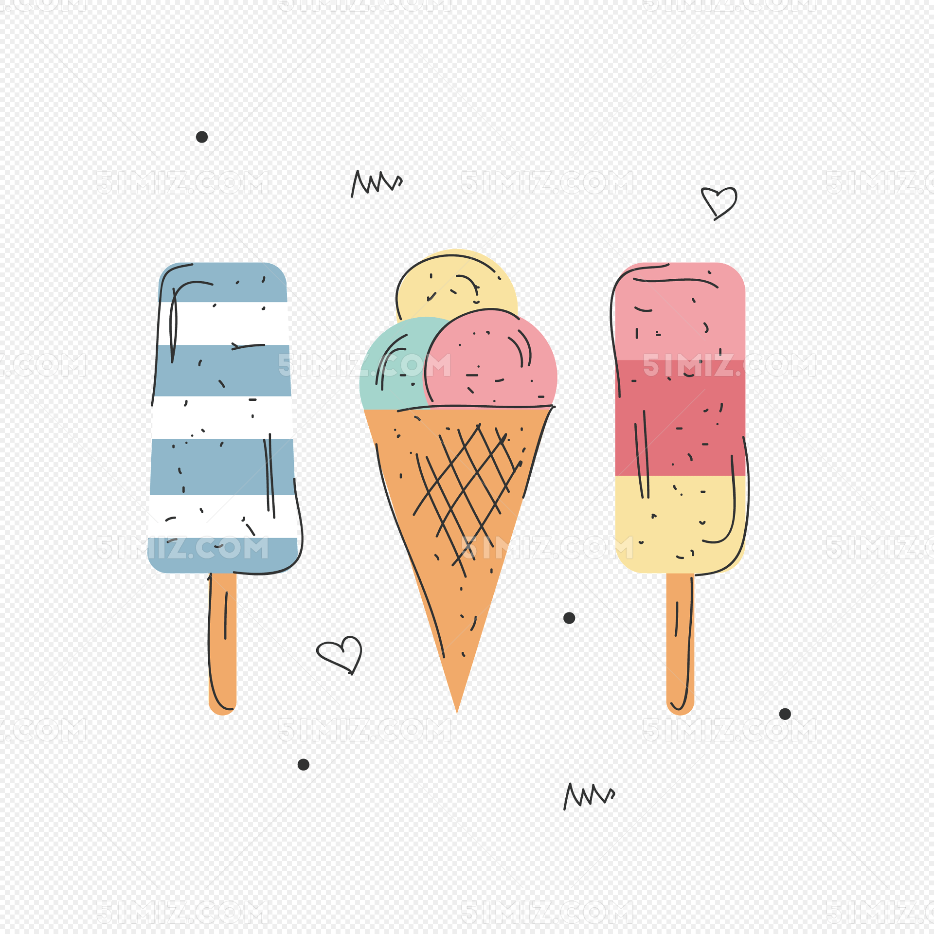 夏季冰淇淋插画元素