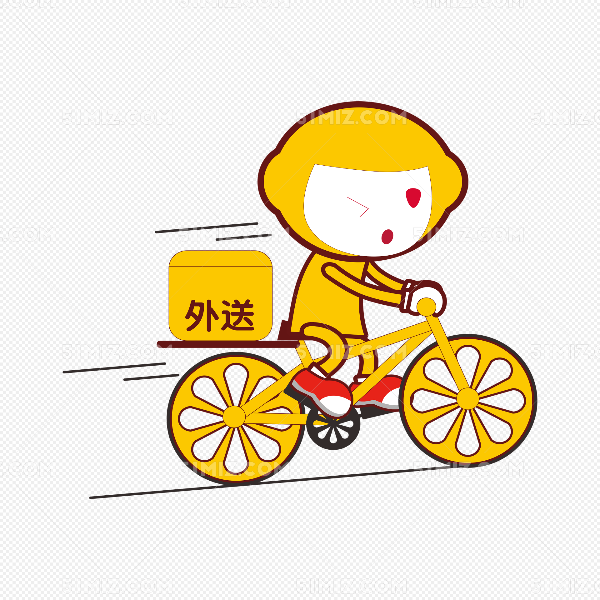 黄色卡通送外卖的小人免费下载