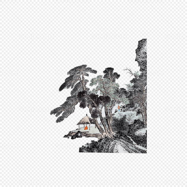 迎客松水墨画