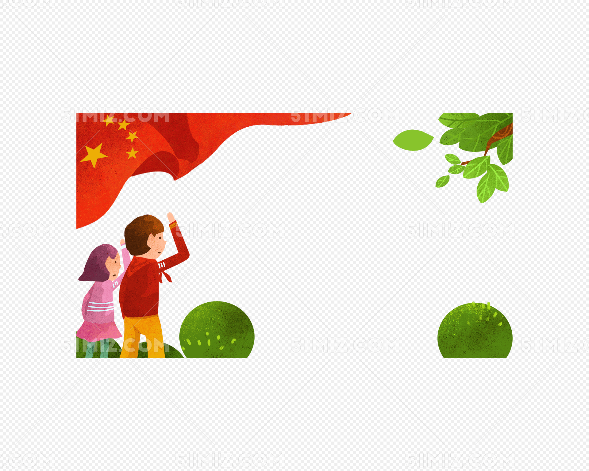手绘简约风爱国青少年主题边框免费下载 广告插画 海报插画 装饰图案