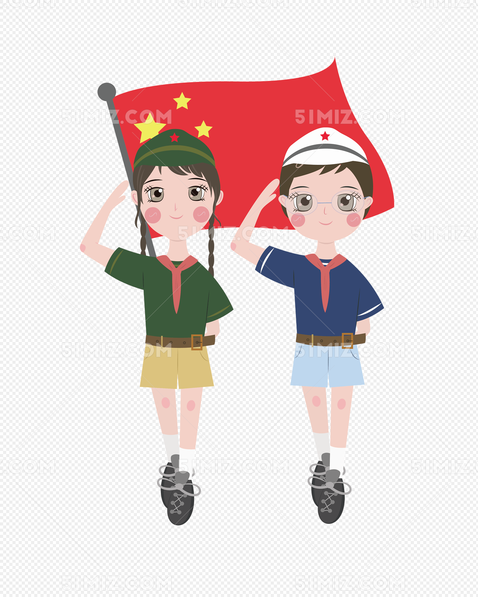 透明底png国庆小小少年敬礼