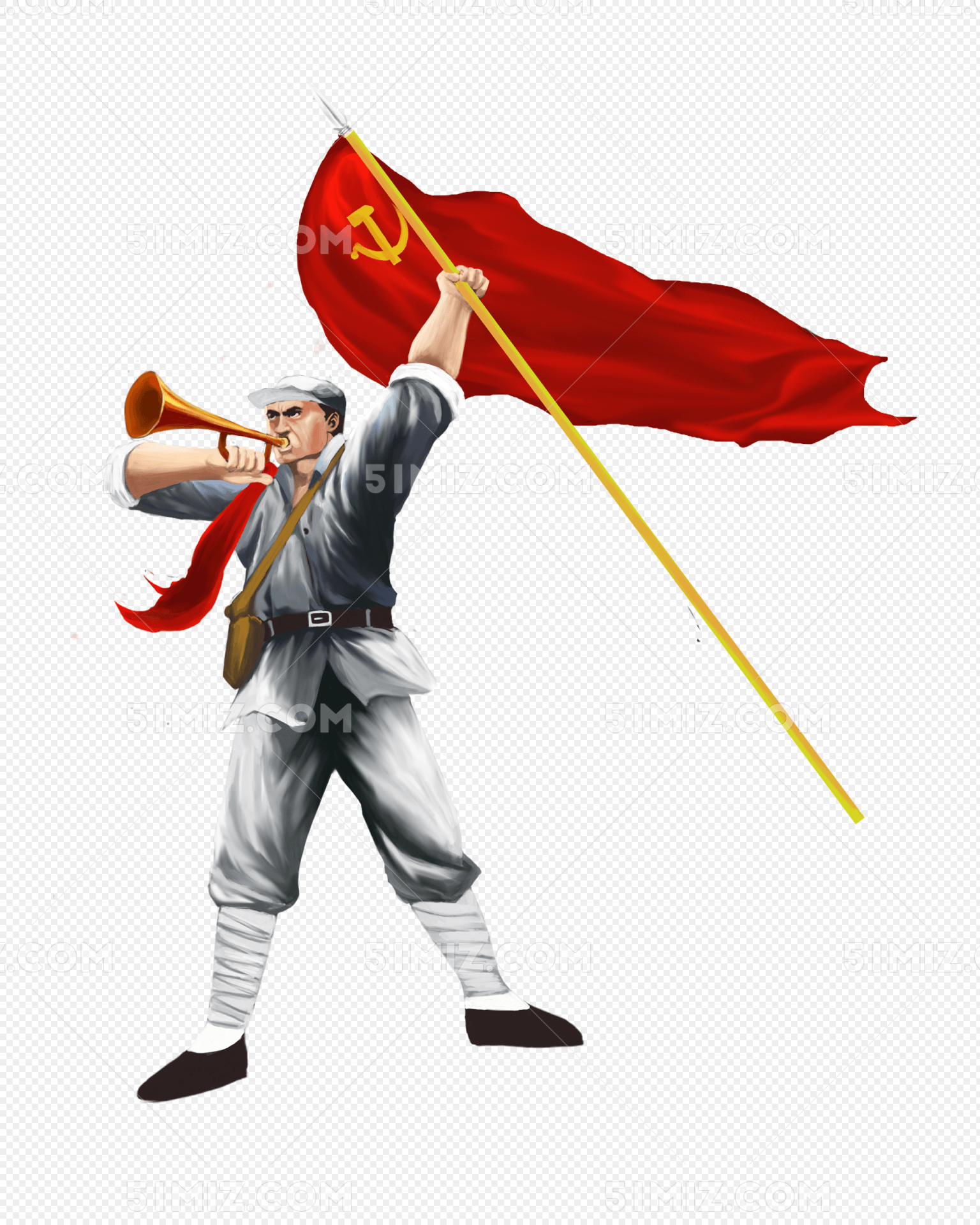 png素材   革命红军党旗插画标签:传统教育 战斗岁月 抗日战争 烽火