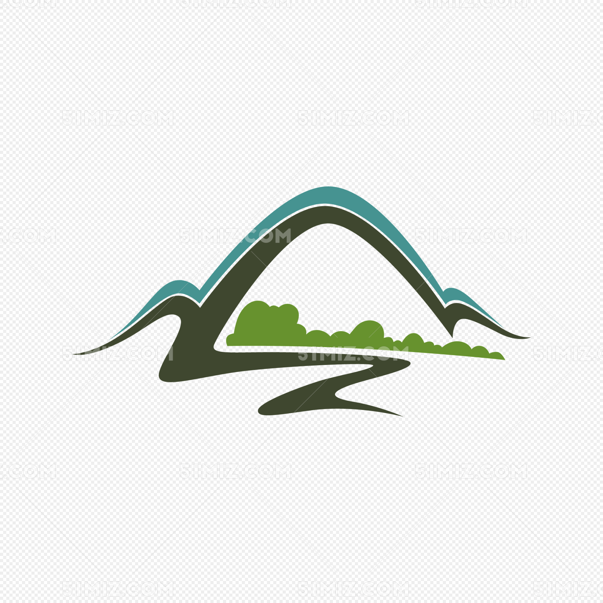 手绘山风景logo素材