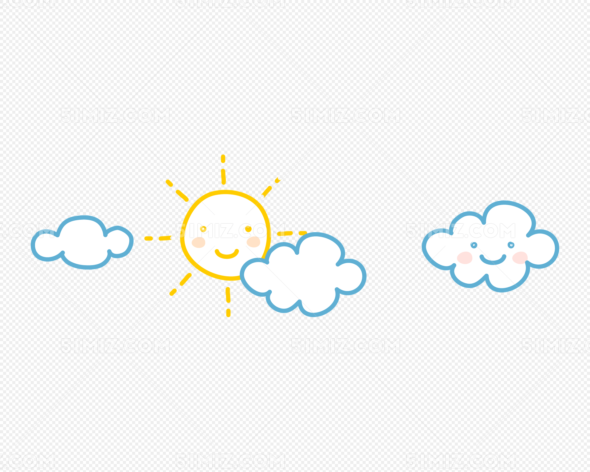 太阳卡通手绘涂鸦云朵白云云