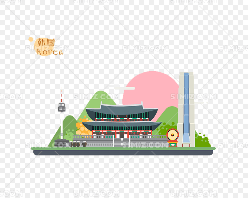 韩国特色建筑世界旅游日素材