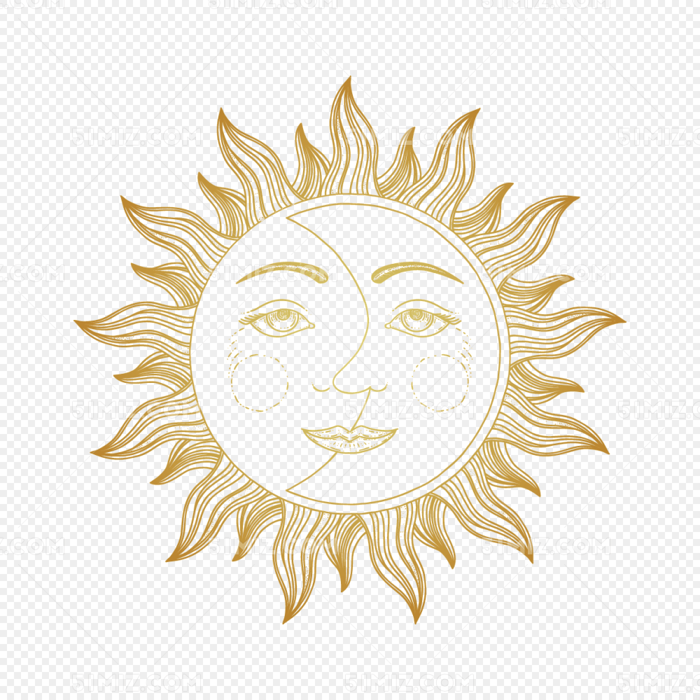 矢量手绘太阳和月亮图案矢量手绘创意