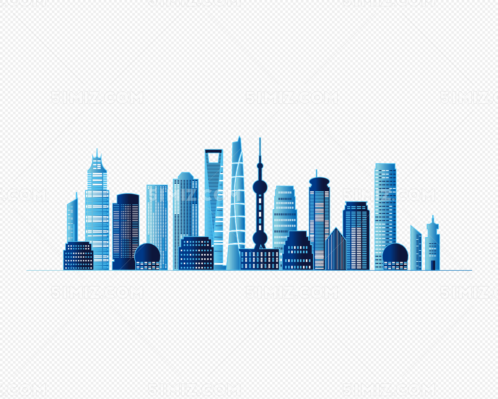 矢量手绘上海城市建筑插画