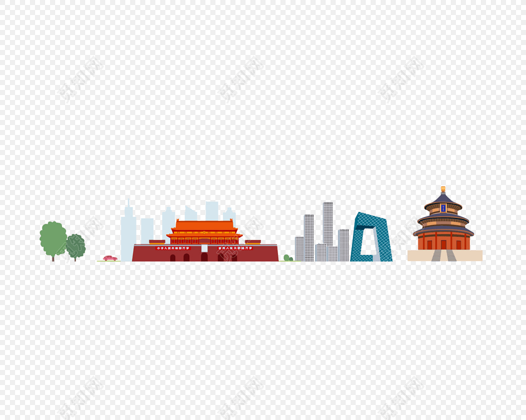 卡通扁平化北京建筑素材
