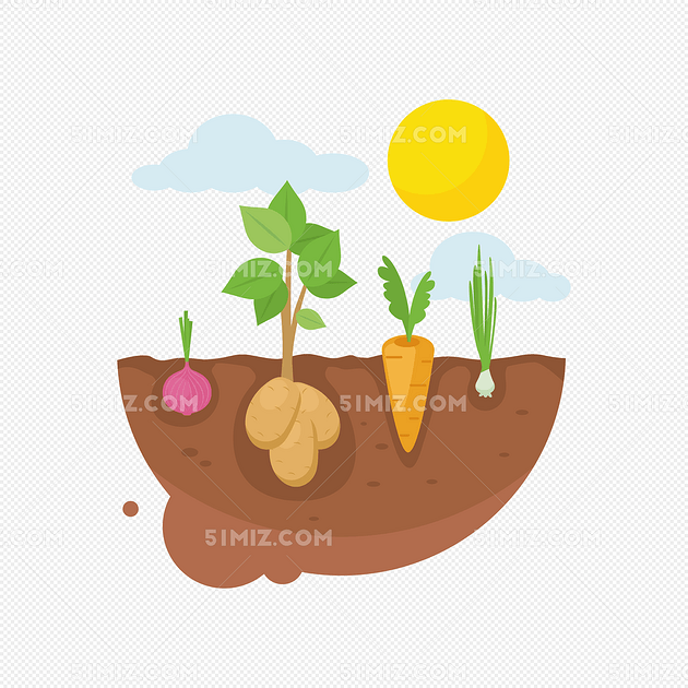 卡通种植地剖面图矢量素材卡通农作物卡通剖面