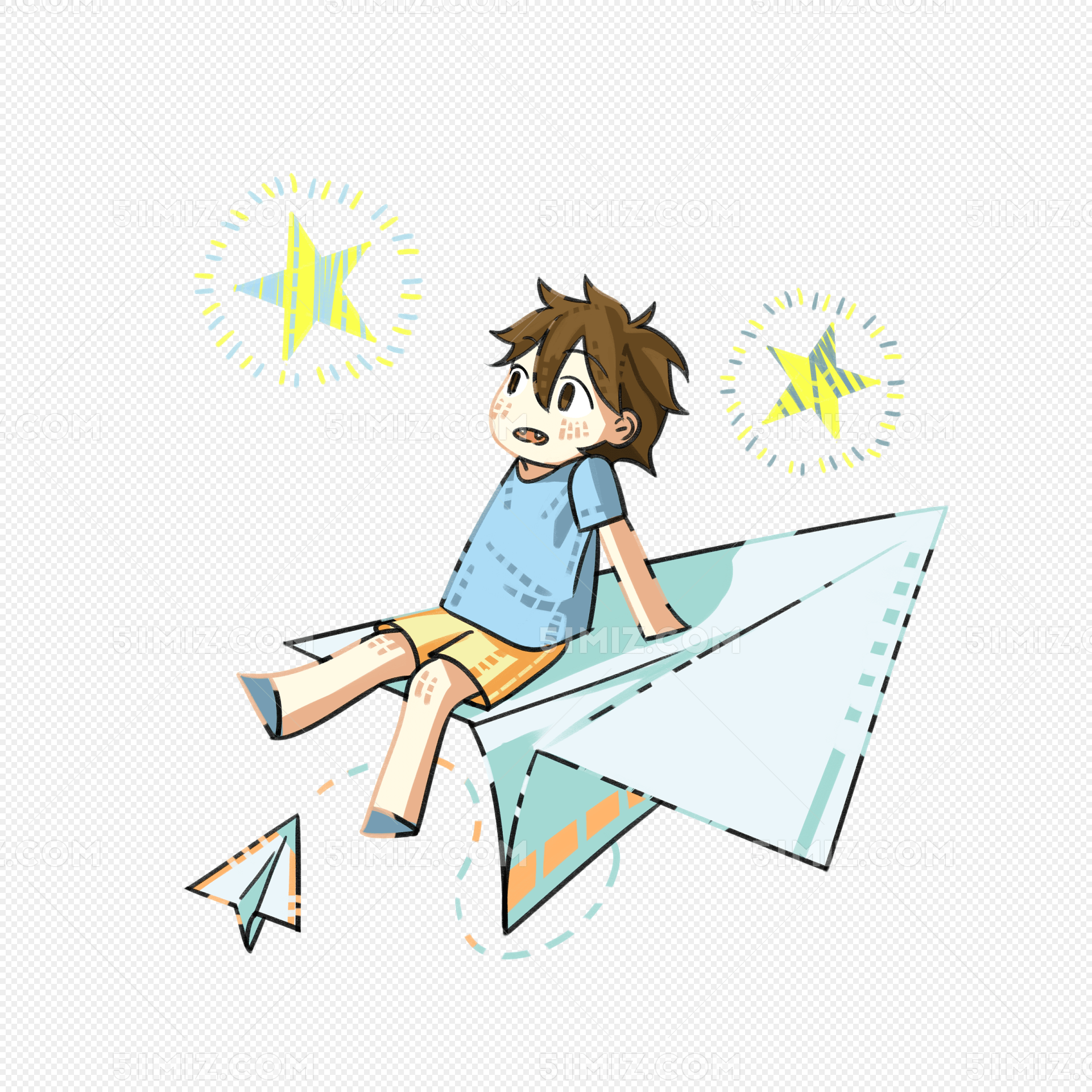 六一儿童节纸飞机插画