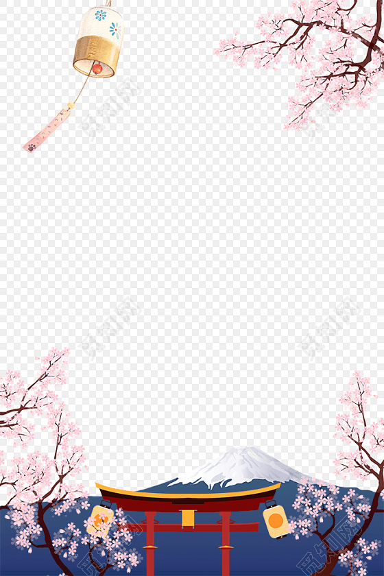 日本旅游日本樱花主题边框