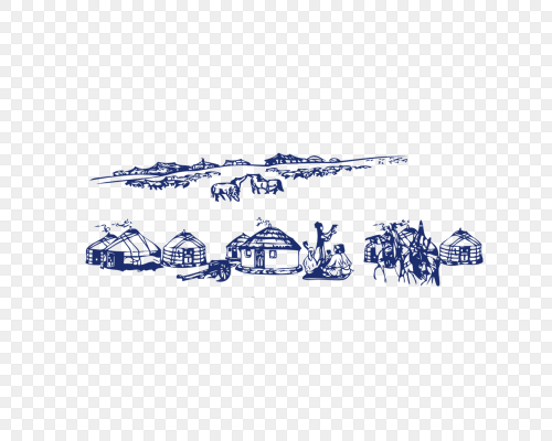 线描蒙古草原
