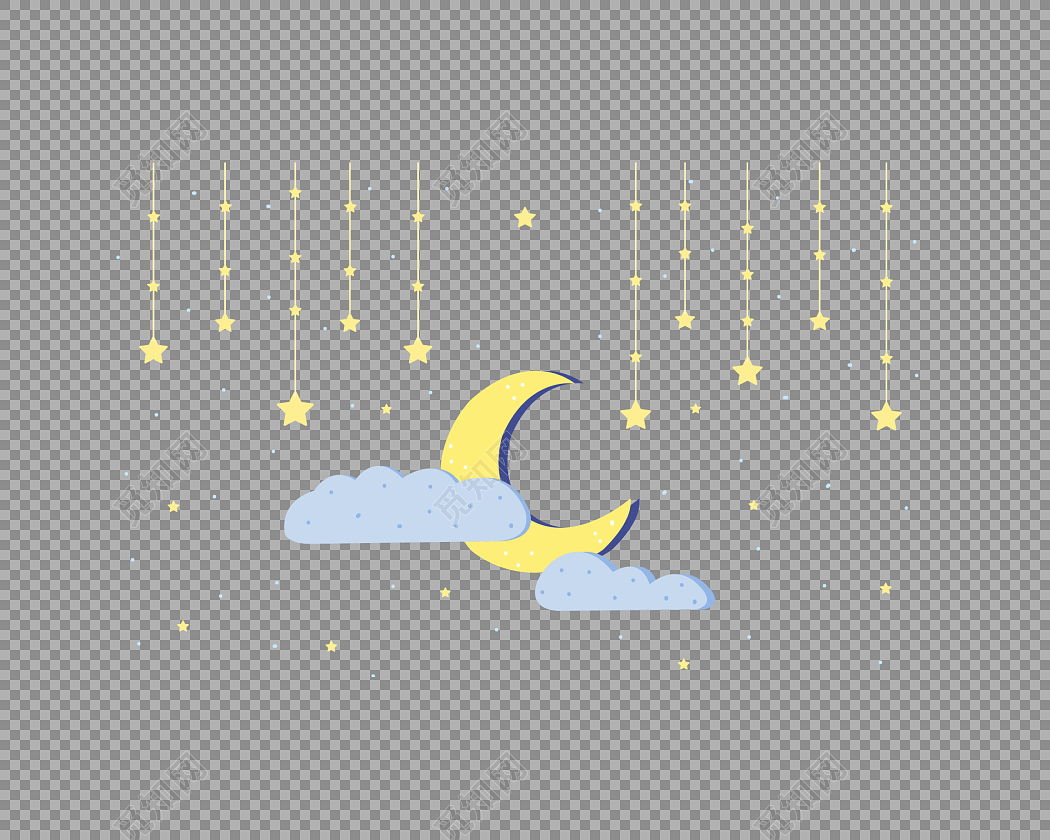 卡通夜晚星星和月亮矢量图