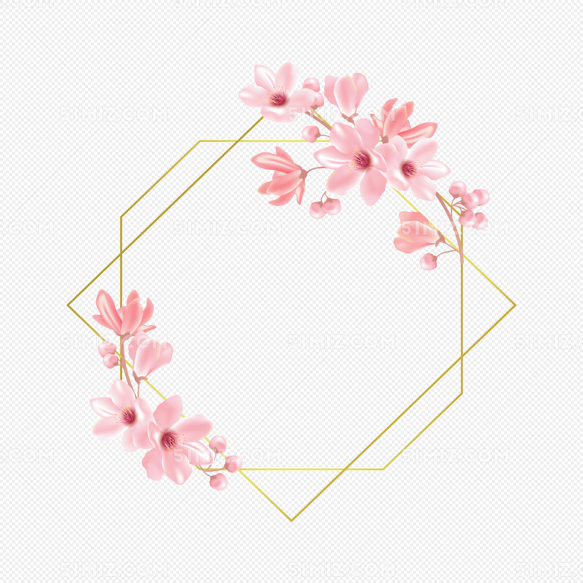 浪漫粉色花朵边框图片素材免费下载_觅知网