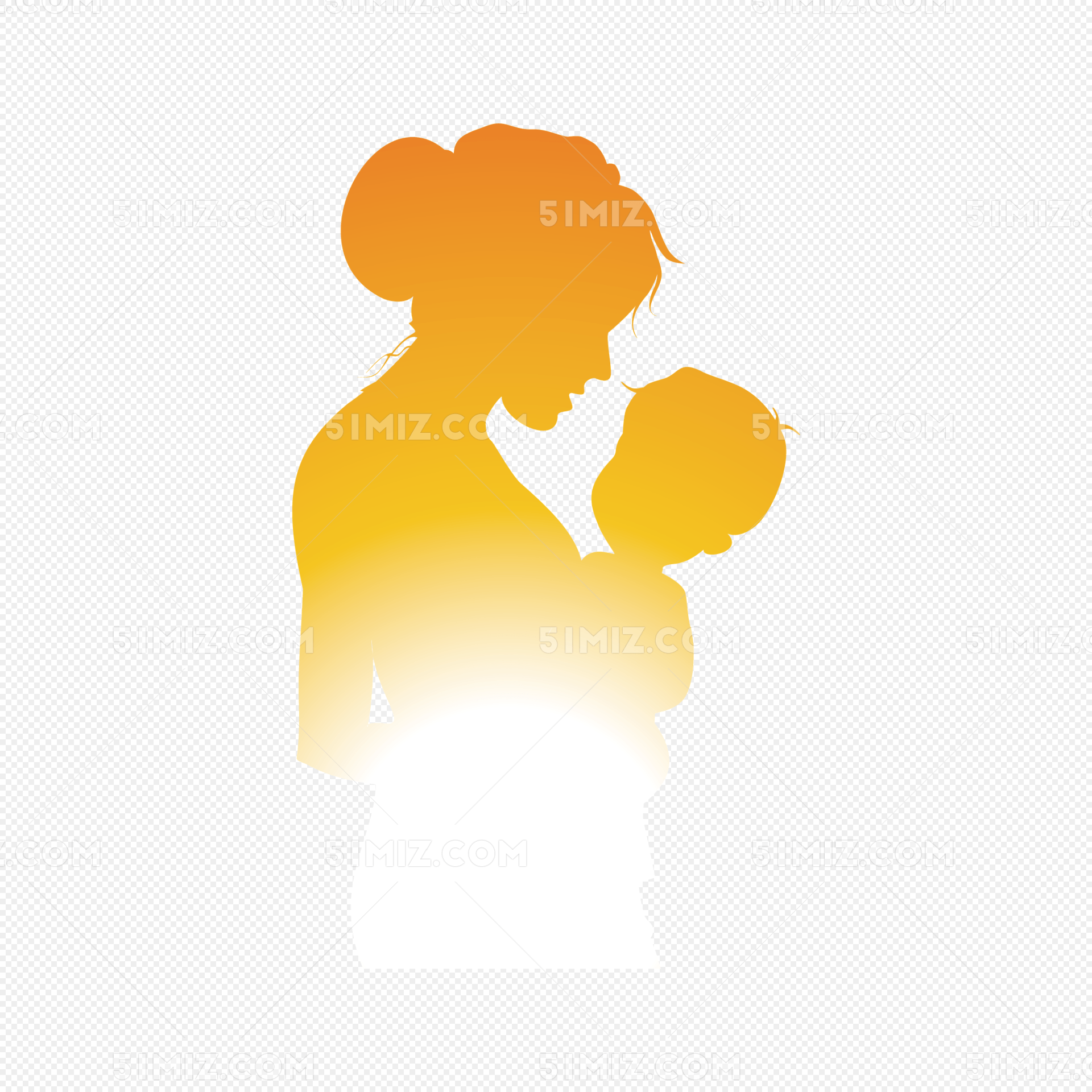 妈妈和孩子人物剪影