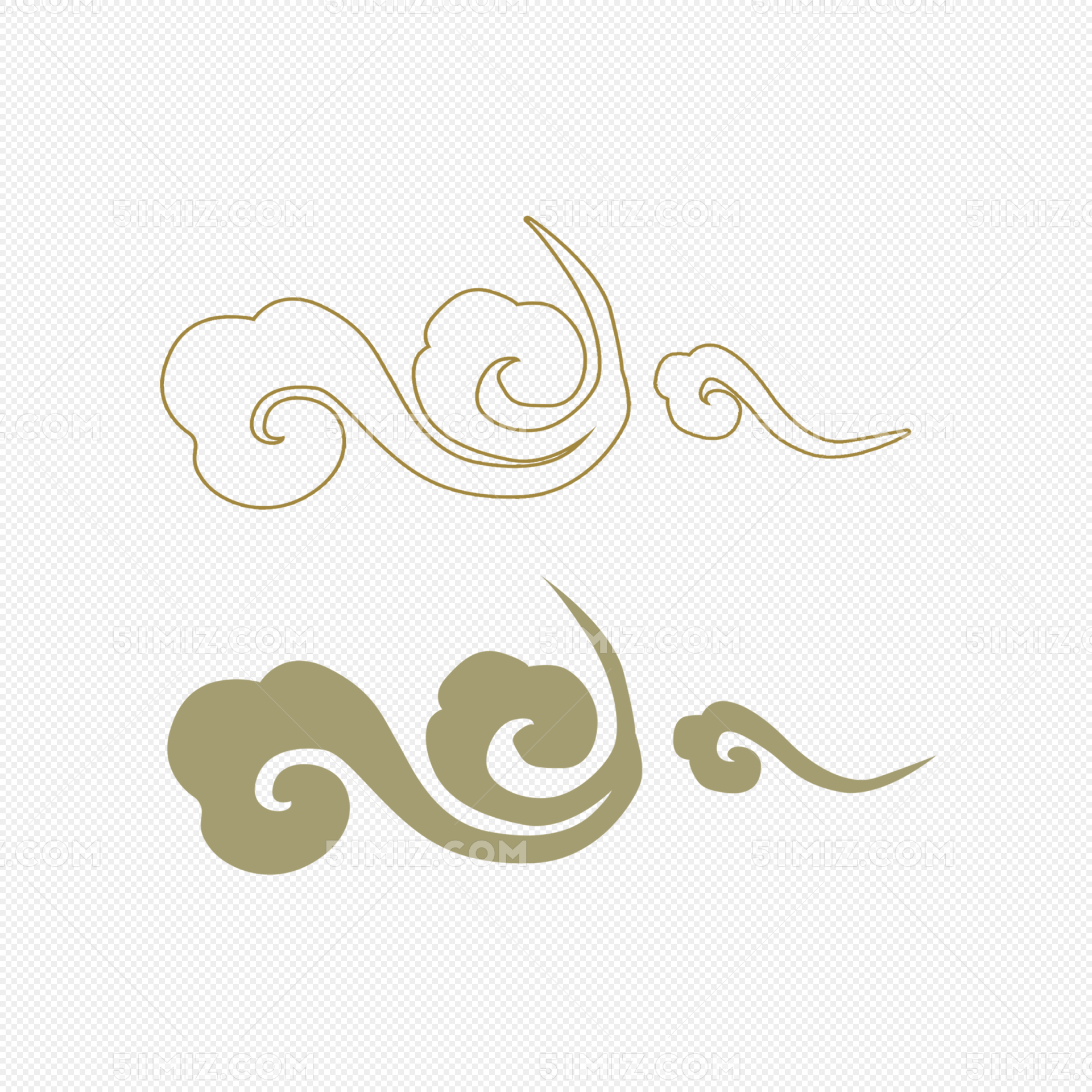 中秋节手绘卡通云纹