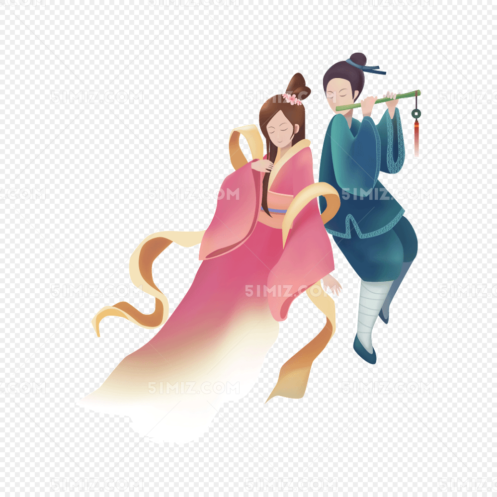 卡通牛郎织女 牛郎织女 七夕节中国风人物插图 卡通中国风情侣 卡通