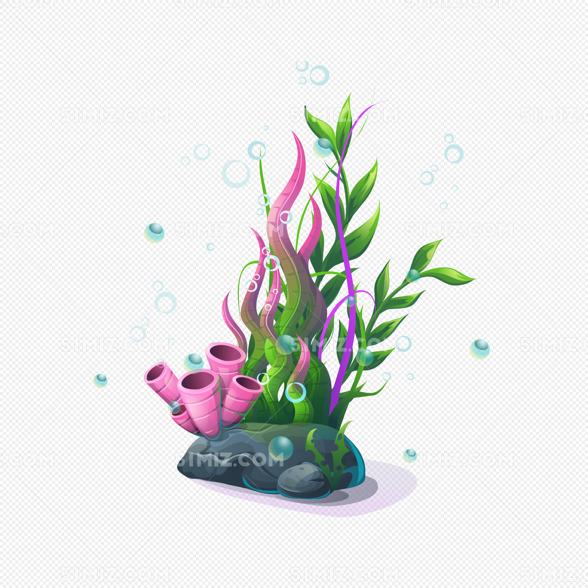卡通海底的珊瑚动物设计