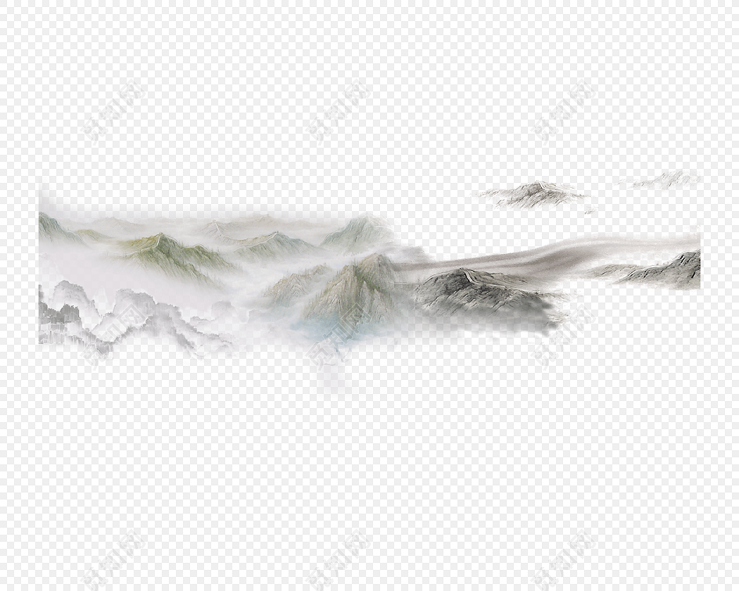 淡雅中国风山水墨画免抠素材