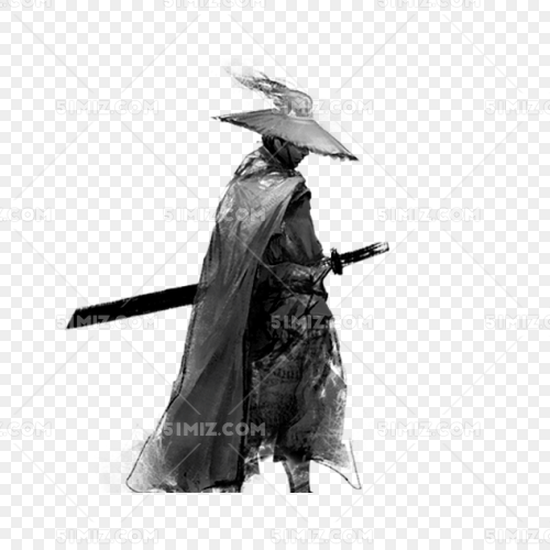 古代武士水墨图