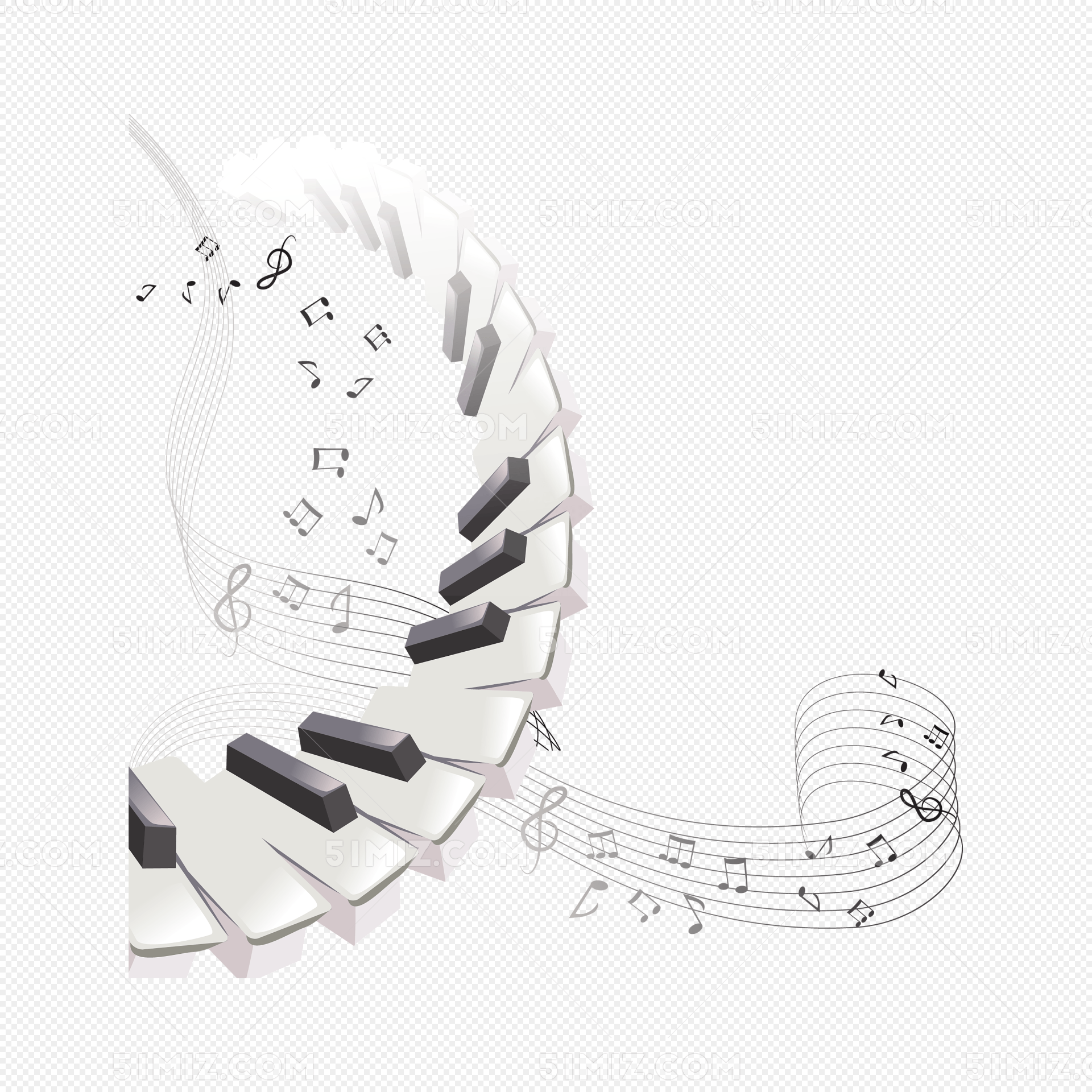 矢量白色钢琴曲子图片素材免费下载_觅知网