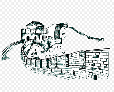 线描手绘长城元素