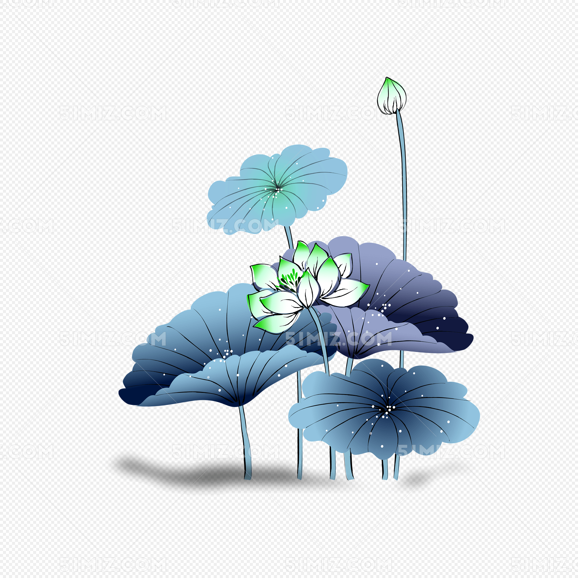 手绘荷花素材
