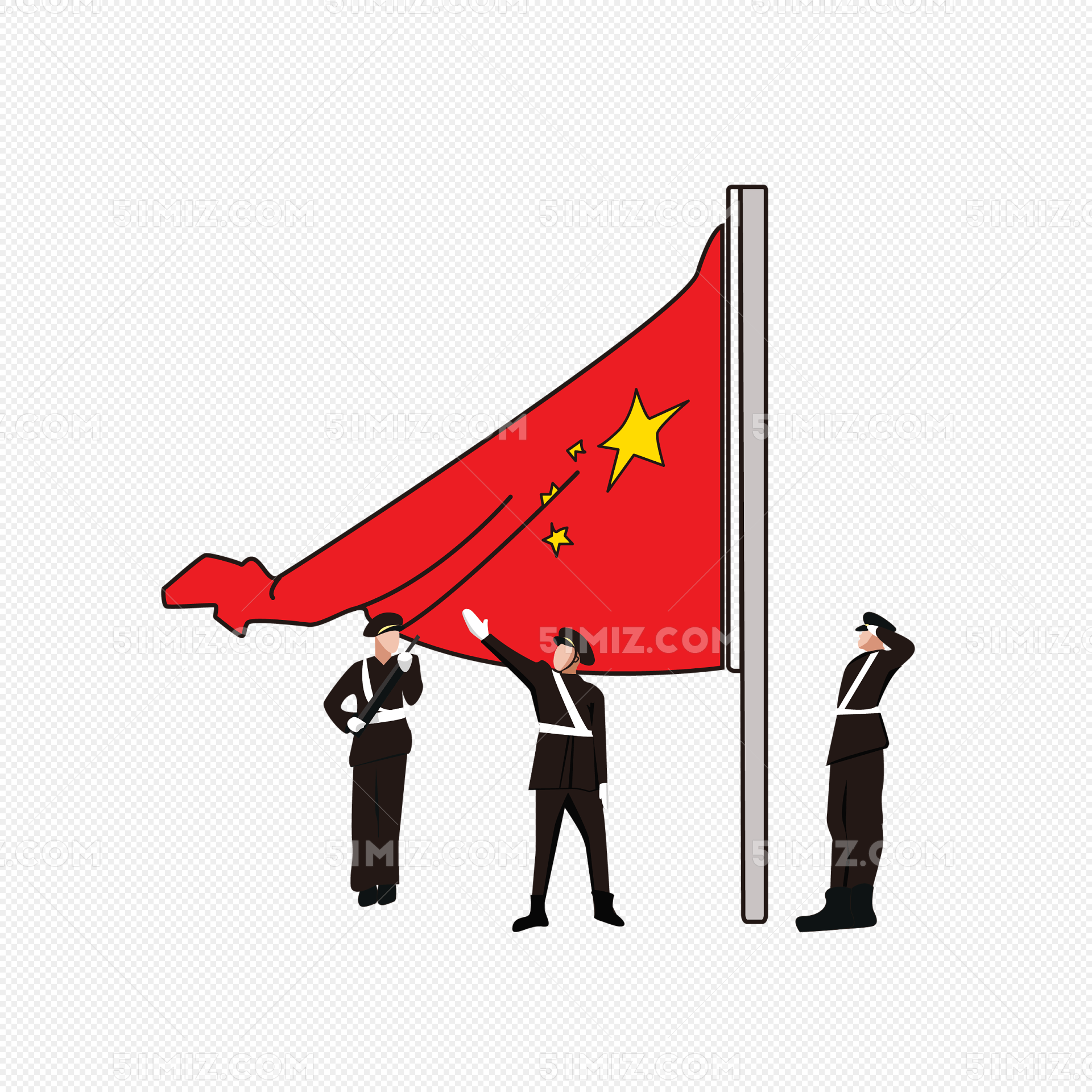 七一建党节上国旗手绘图