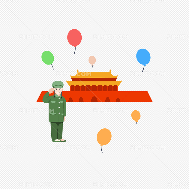 七一建党节小朋友天安门敬礼手绘