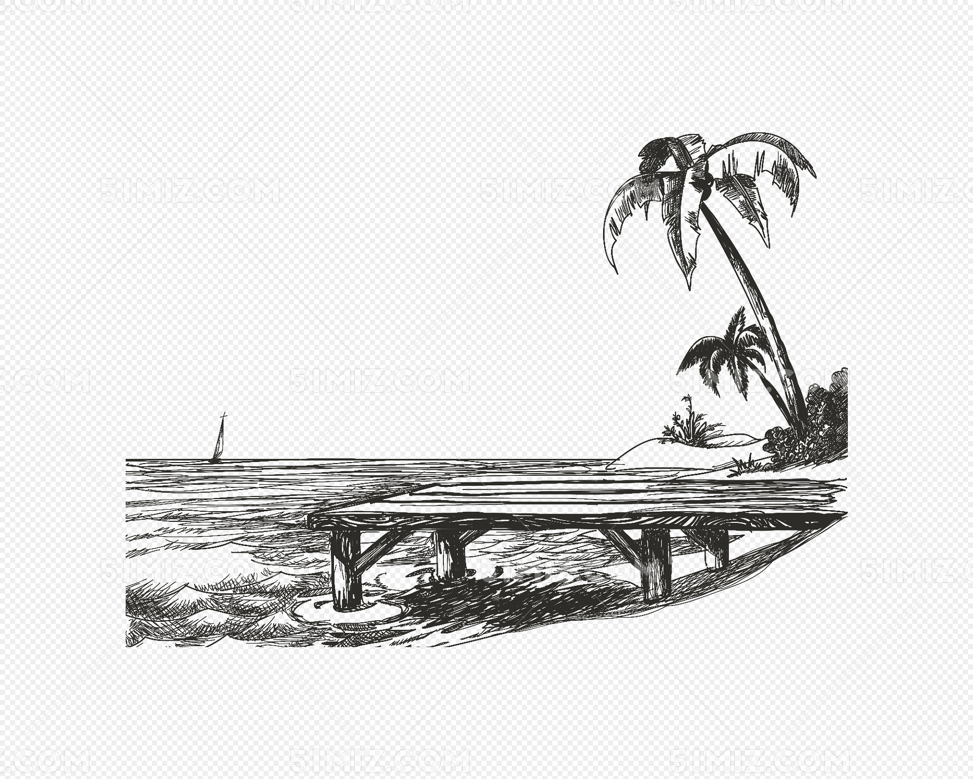 手绘海南风光
