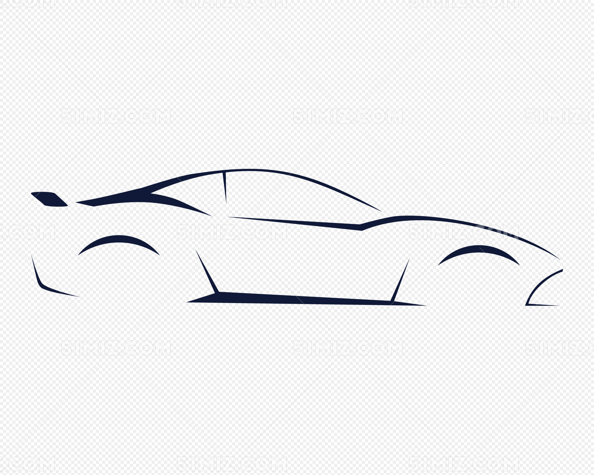 汽车轮廓线描矢量素材