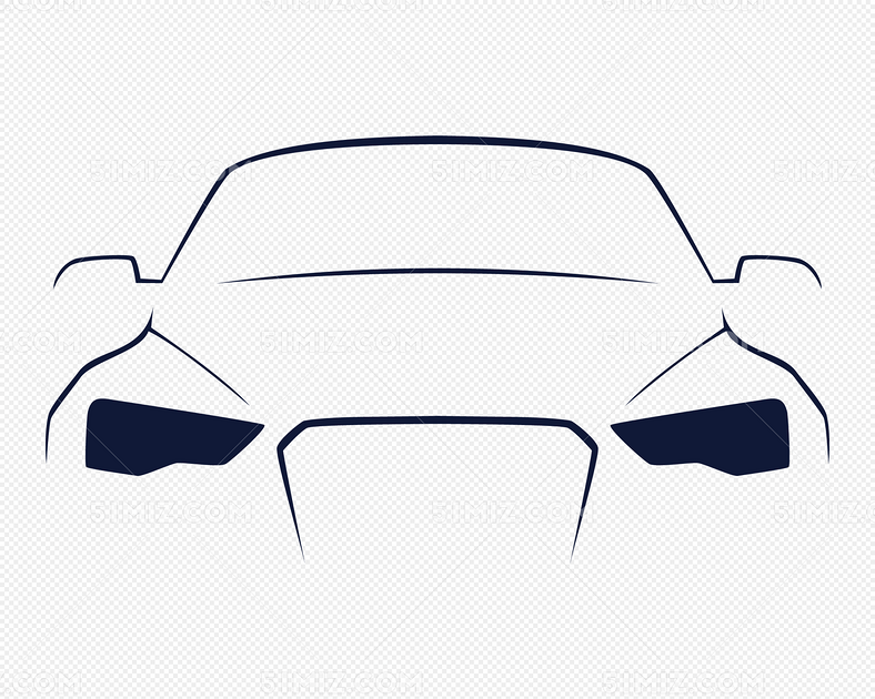 汽车轮廓线描矢量素材