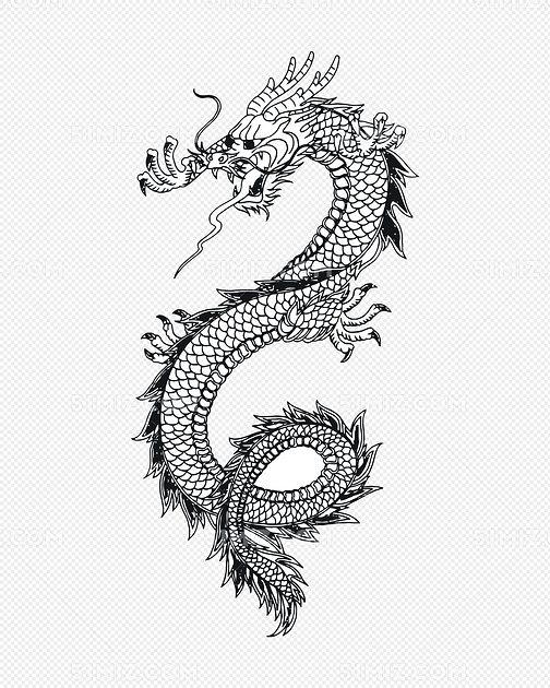 矢量手绘龙纹