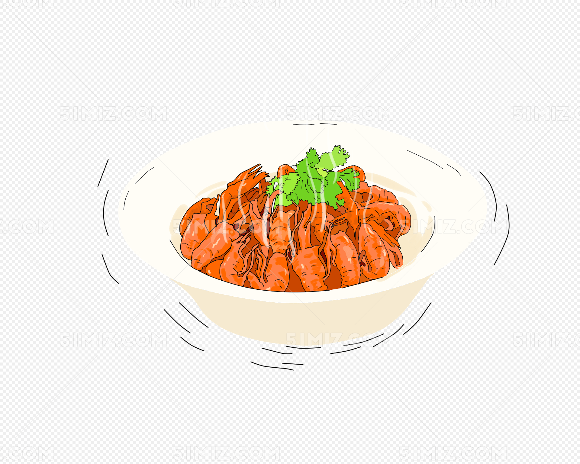 长沙旅游卡通手绘美食小龙虾