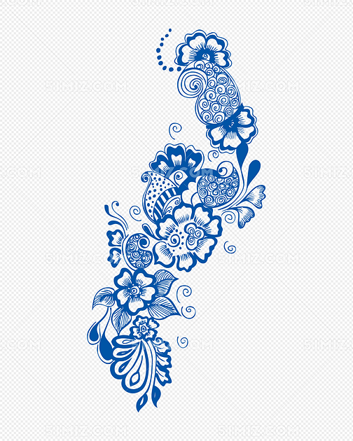 矢量青花瓷花纹
