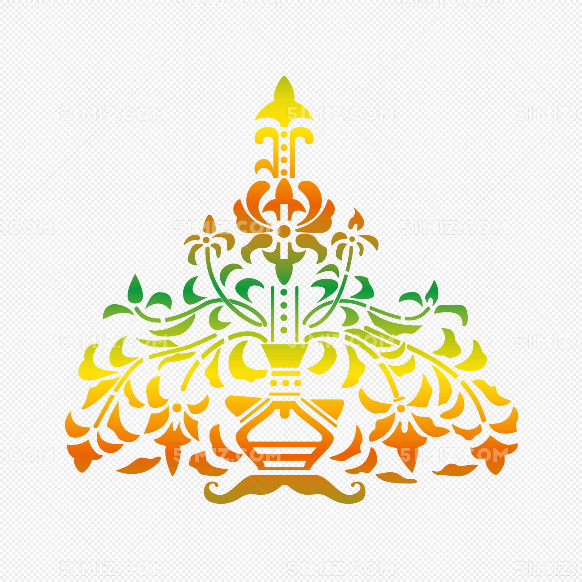 彩色傣族花纹矢量素材