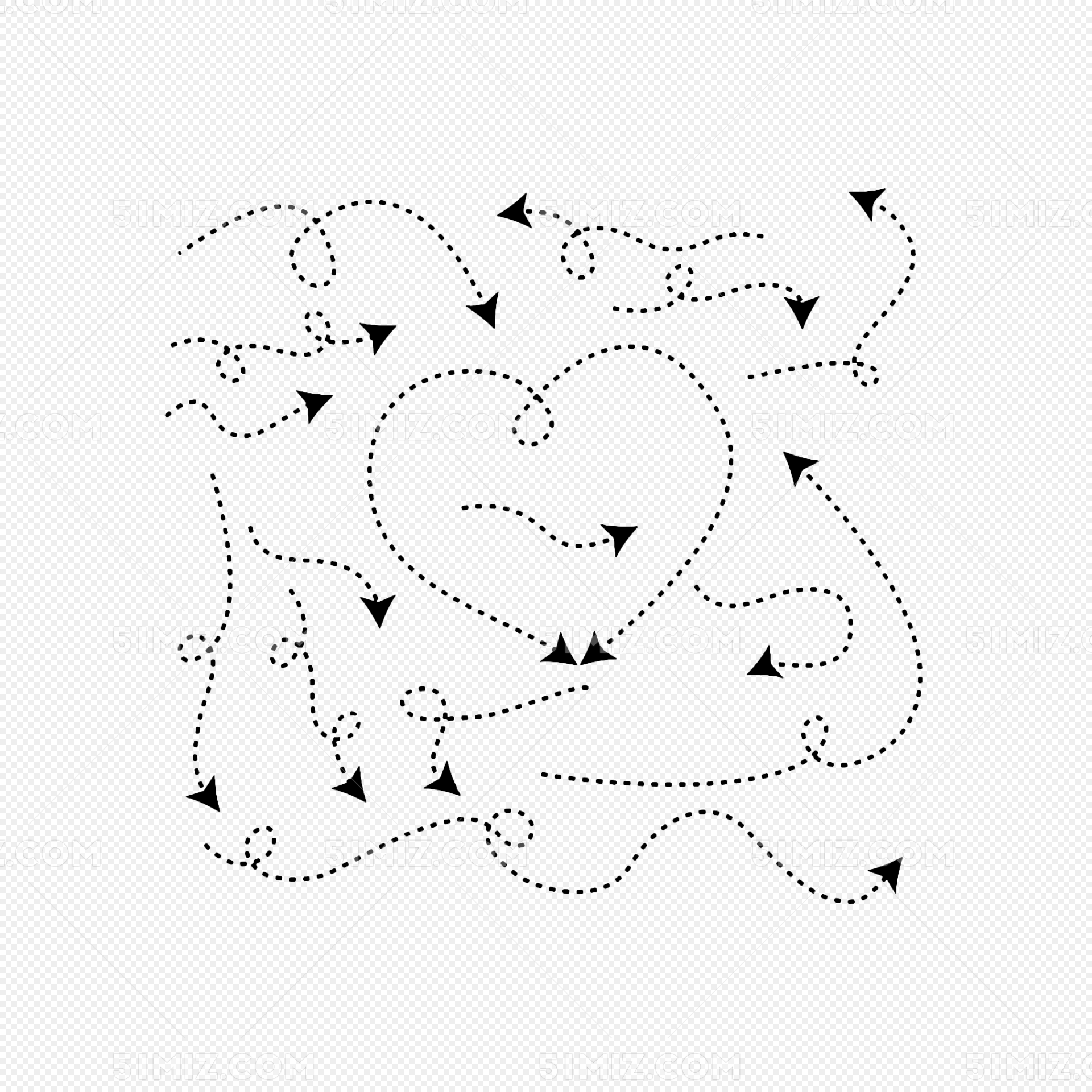 手绘黑色虚线箭头