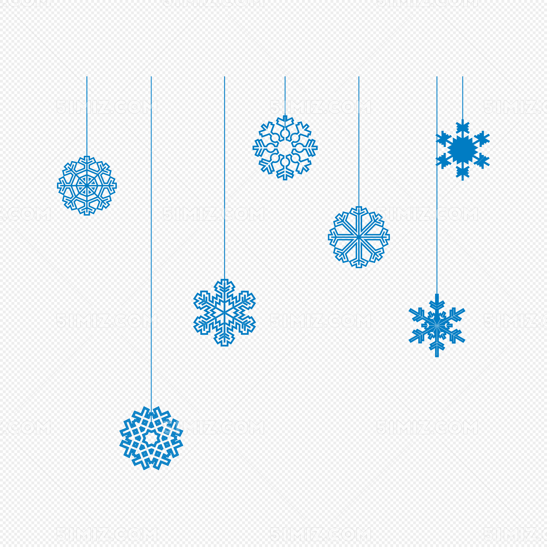 蓝色雪花冰花挂饰
