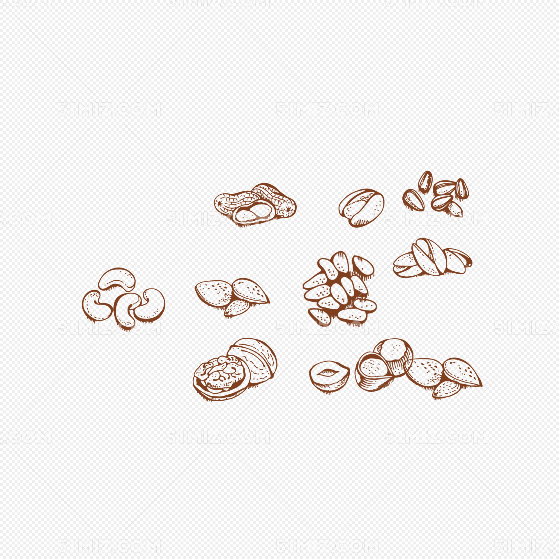 小零食坚果简笔画