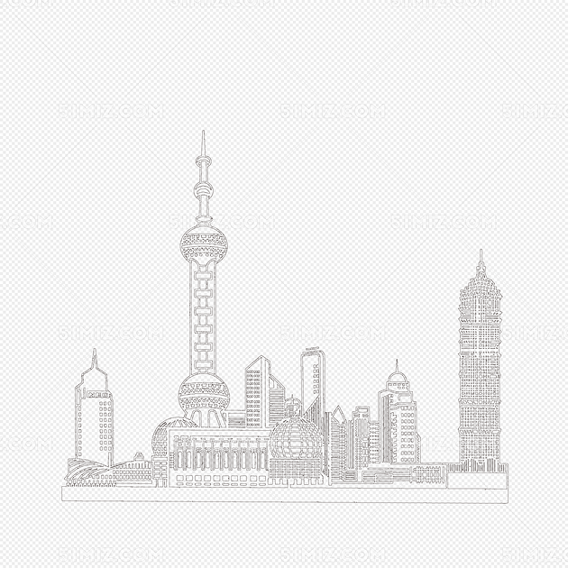 东方之珠简笔画黑白线稿png