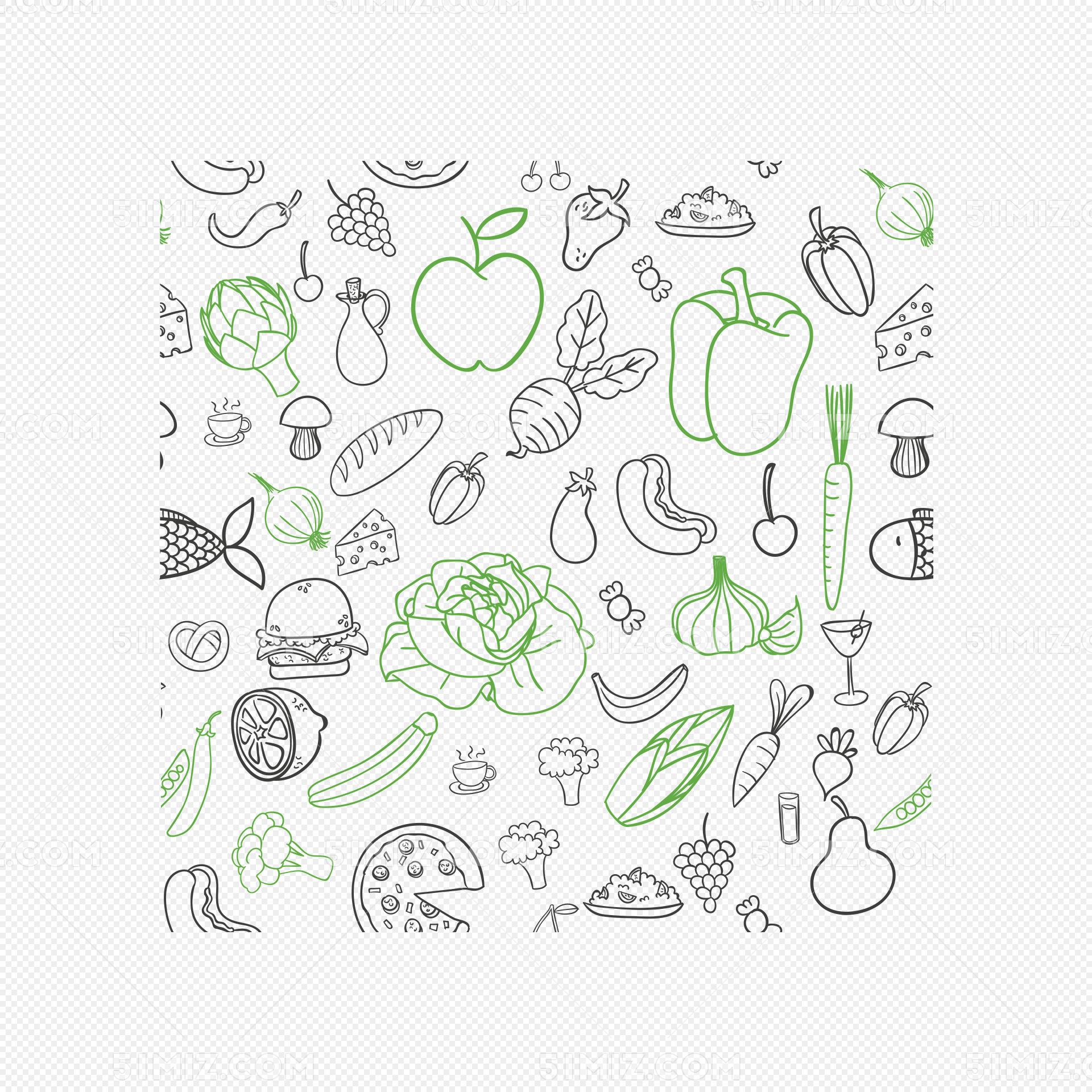 手绘蔬菜水果