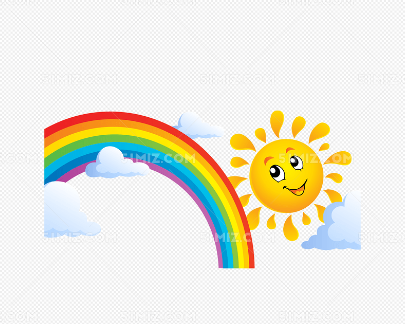 可爱表情太阳彩虹