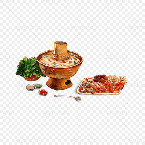 铜火锅手绘画素材图片