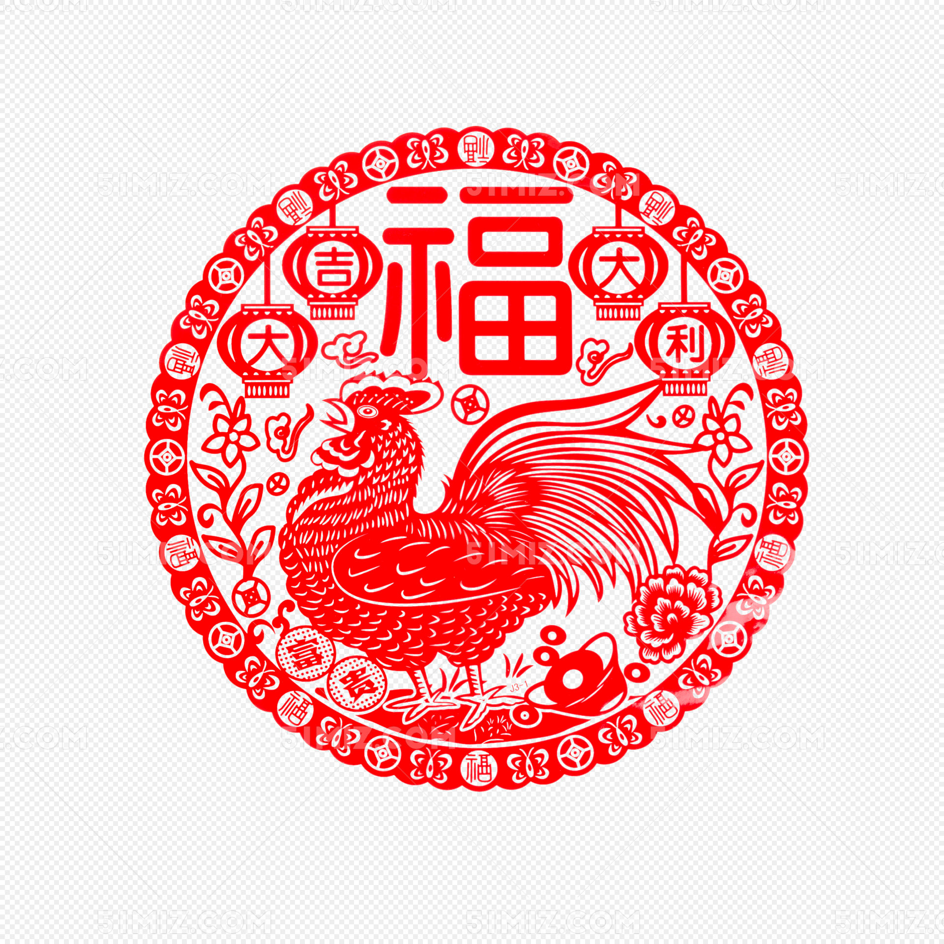 春节鸡年红色福字剪纸图片素材免费下载 觅知网 春节鸡年红色福字剪纸图片素材免费下载 觅知网