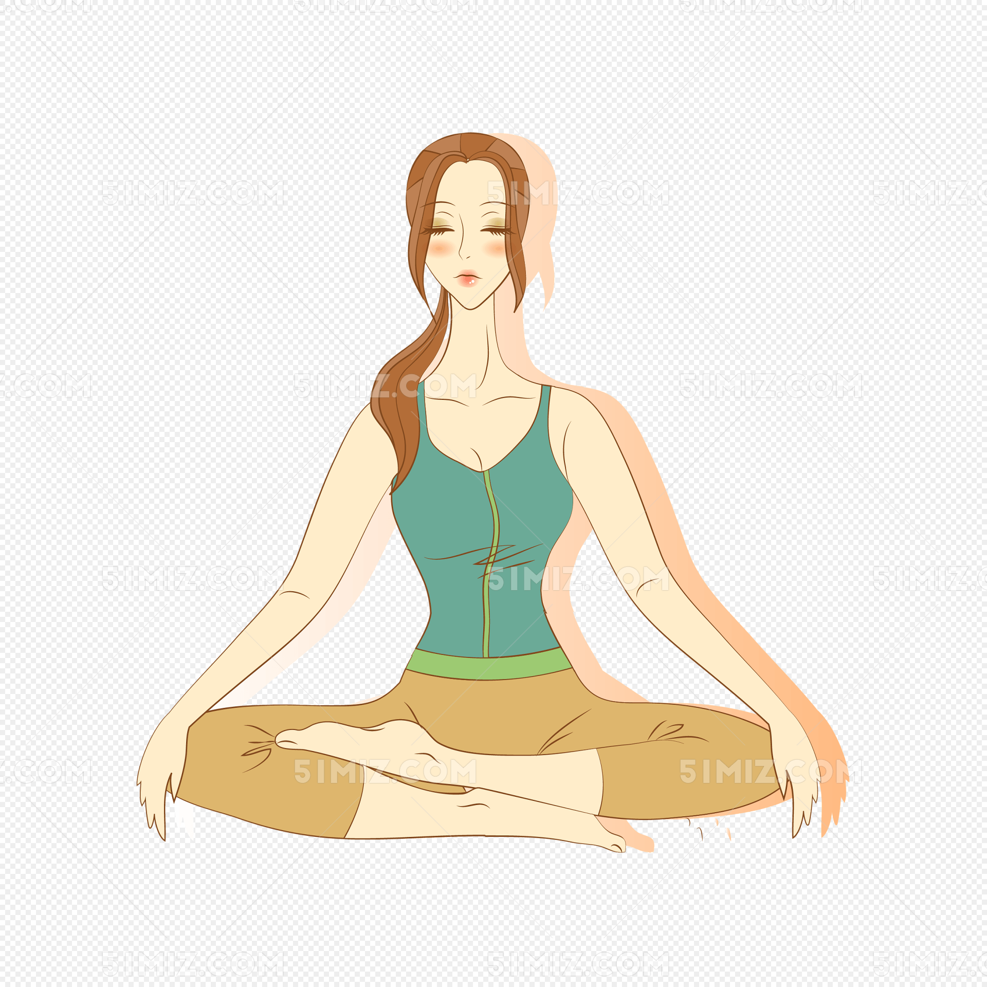 做瑜伽冥想的美女矢量插画