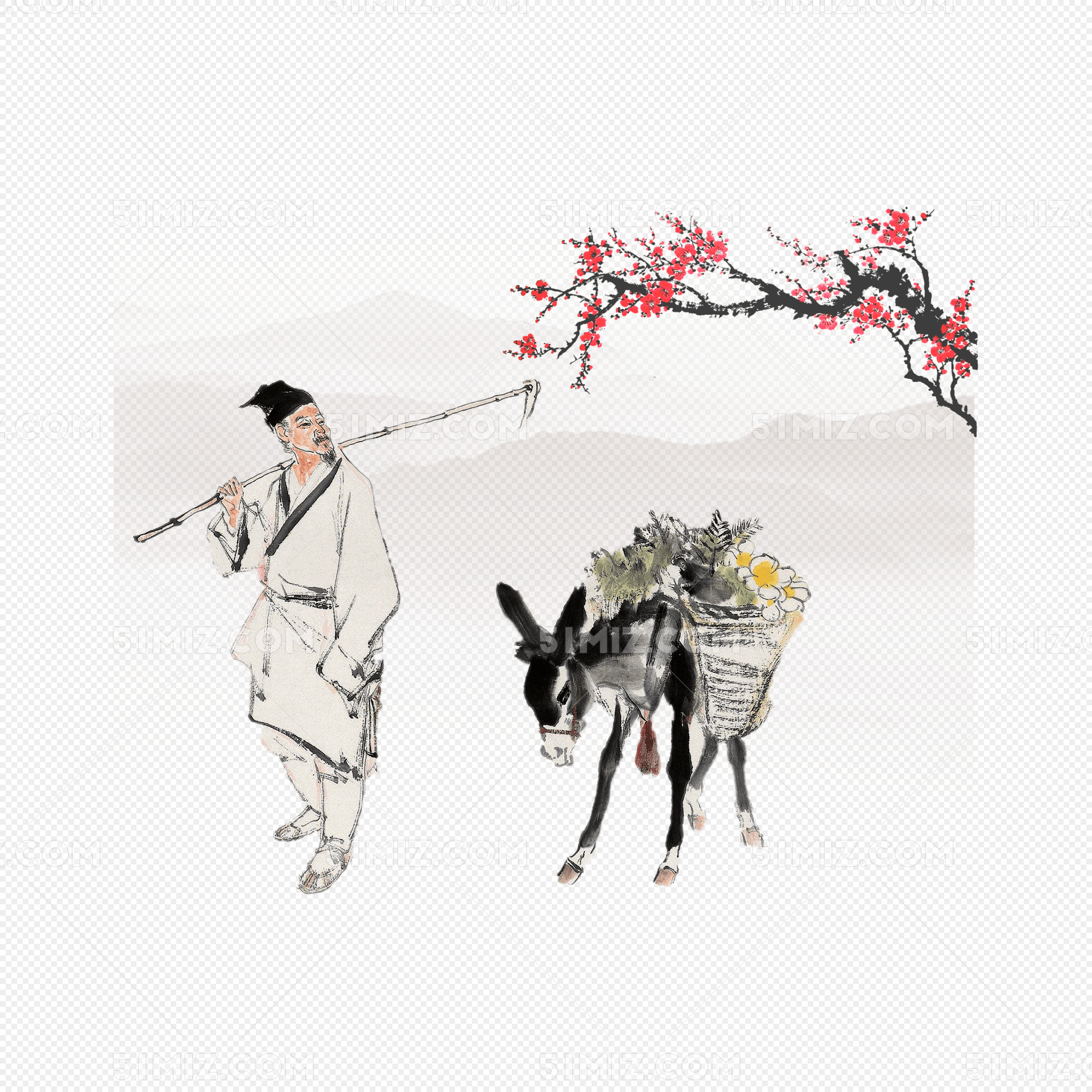古代外出采药素材
