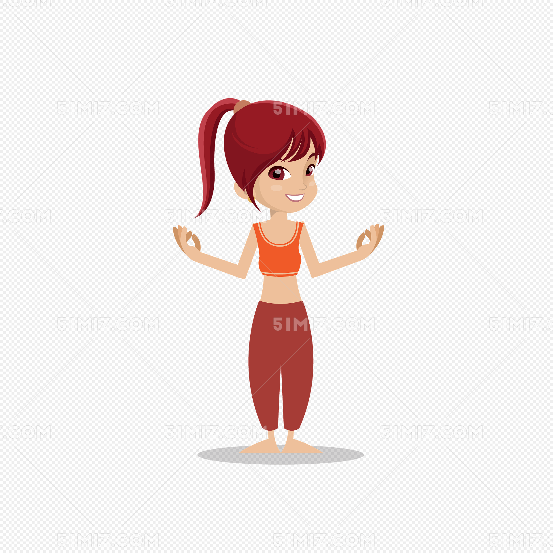 健身女士卡通插画