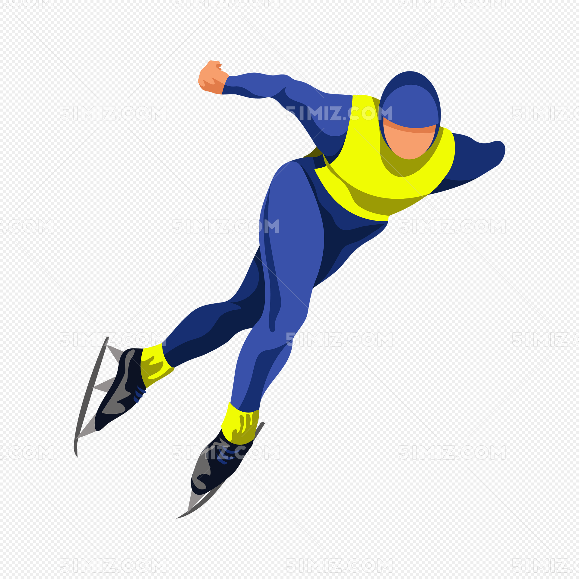 卡通短道速滑人物插画