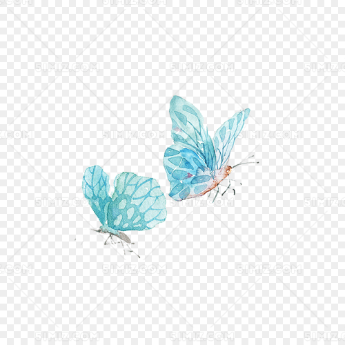 手绘梦幻蓝色蝴蝶免费下载_png素材_觅知网